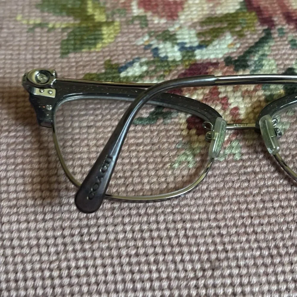 COACH 5104B T 9004 gunmetal sparkle logo cat eye eyeglasses frames Retro Whimsy